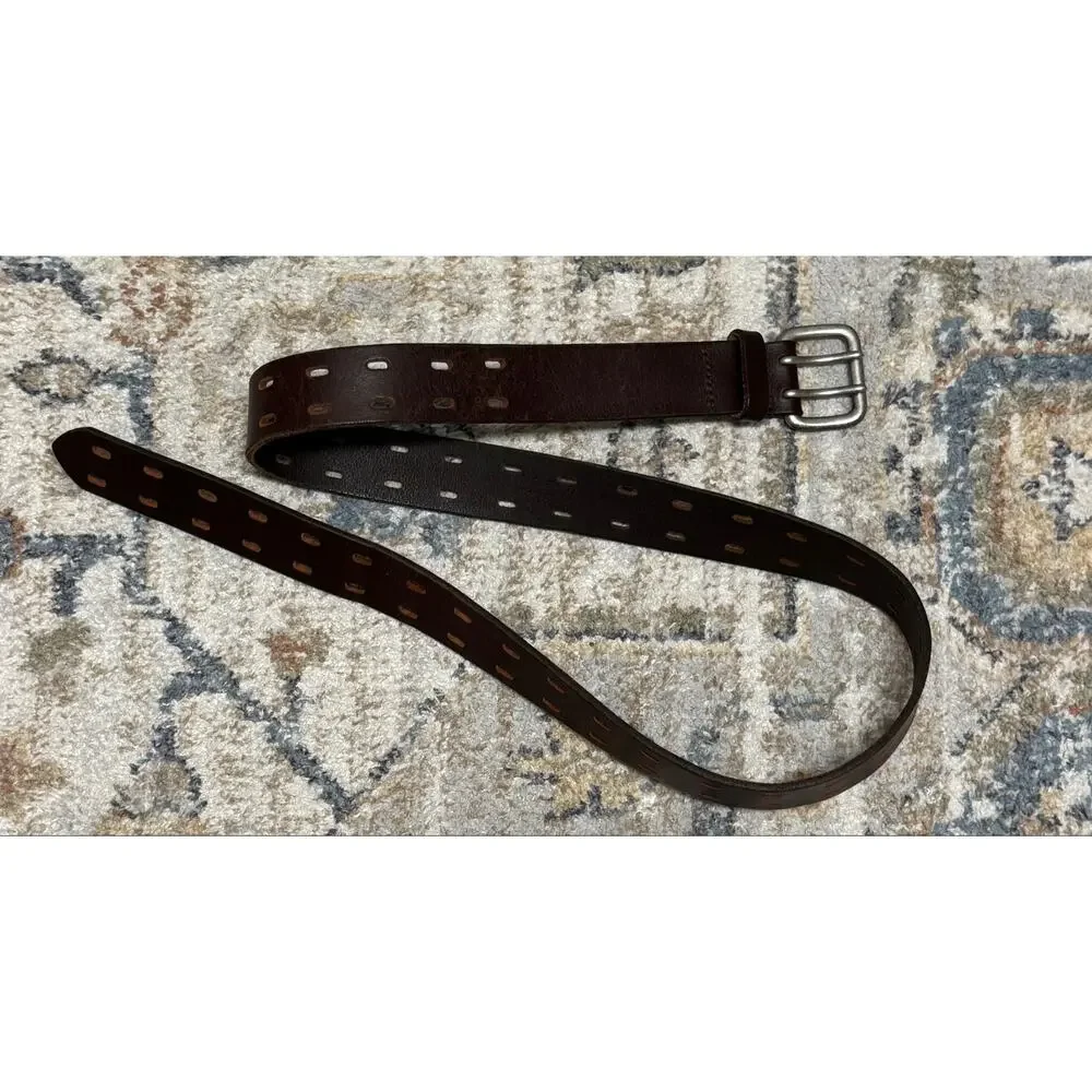 J.Crew Brown Leather Double-Prong Belt | size 36